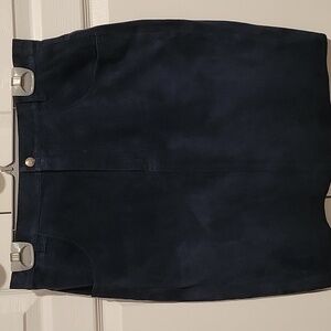 United Colors of Beneton Navy Suede Leather Mini Skirt